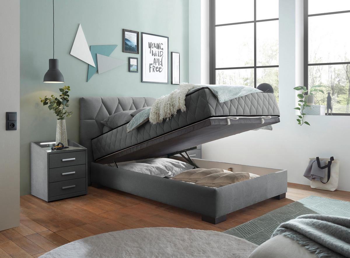 Boxbett Mit Bettkasten 120x200 Nagol B - Anthrazit/Schwarz, MODERN, Holzwerkstoff/Textil (120/200cm) - MID.YOU