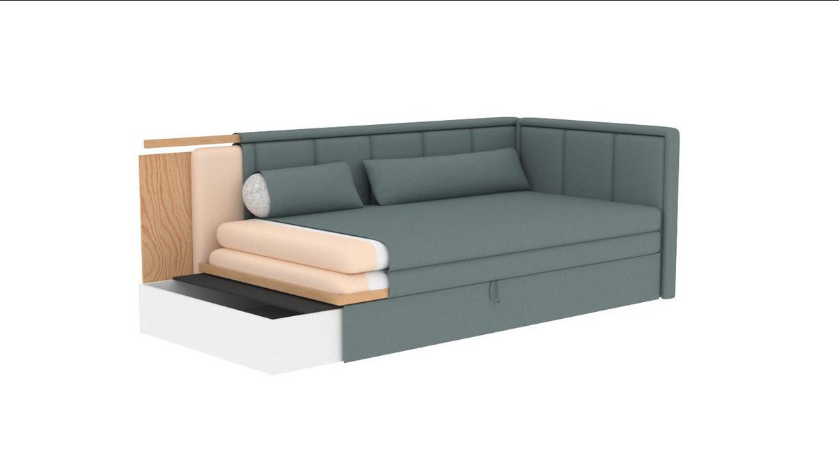 Récamiere Fulgeo Links Anthrazit,dunkelblau,b: 214 Cm - Blau/Anthrazit, Design, Textil (82/77/214cm) - MID.YOU