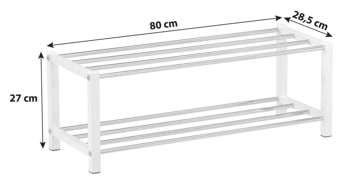 Regál na boty bílá/chrom - bílá/barvy chromu, Moderní, kov (80/27/28,5cm)