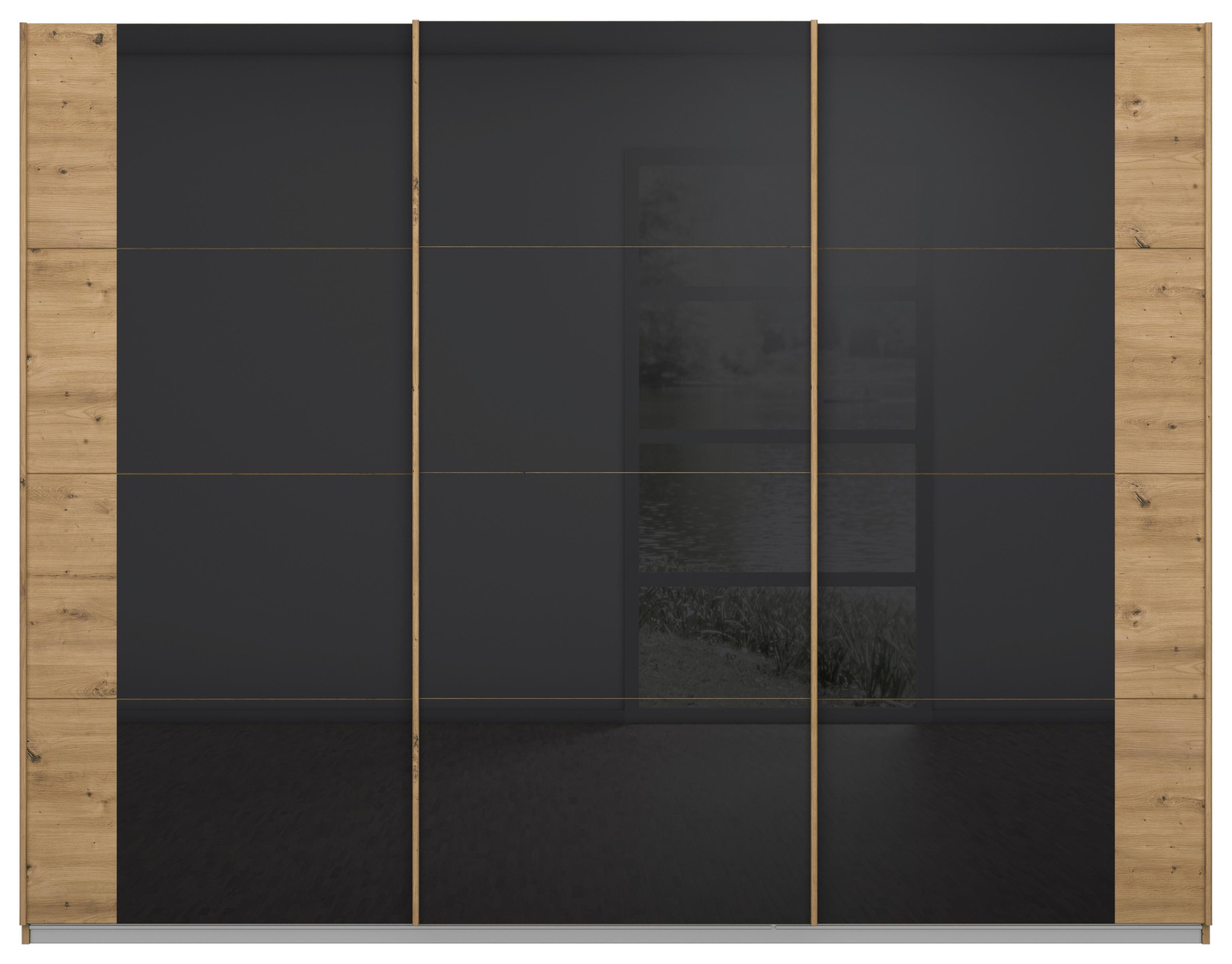 Schwebetürenschrank Artemis B: 271 Cm Anthrazit/eiche - Anthrazit/Eiche Artisan, MODERN, Glas/Holzwerkstoff (271/210/62cm) - Rauch Möbel