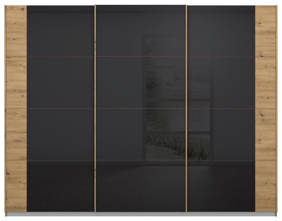 Schwebetürenschrank Artemis B: 271 Cm Anthrazit/eiche - Anthrazit/Eiche Artisan, MODERN, Glas/Holzwerkstoff (271/210/62cm) - Rauch Möbel