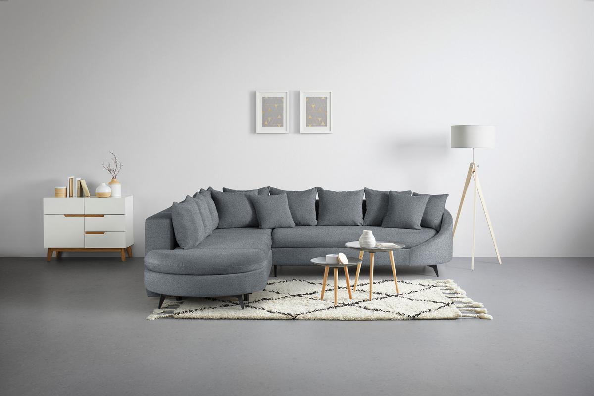 Rohová sedačka AXEL, levá, šedá tkanina - šedá/černá, Moderní, kov/textil (250/291cm) - Mömax