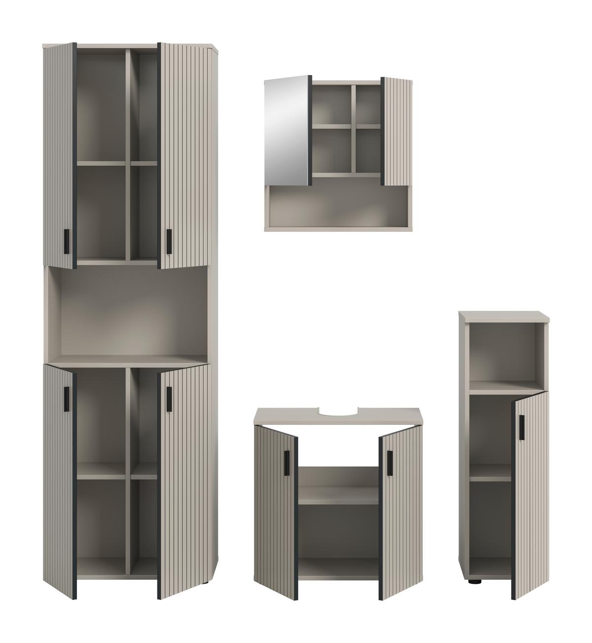 BADEZIMMER Mone Kaschmir B: 150cm - Kaschmir/Schwarz, Trend, Glas/Holzwerkstoff (150cm) - MID.YOU