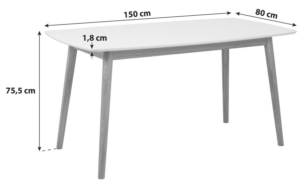 Esstisch Nagano 150x80 Cm Weiß/eiche - Eichefarben/Weiß, Basics, Holz/Holzwerkstoff (150/75,5/80cm)