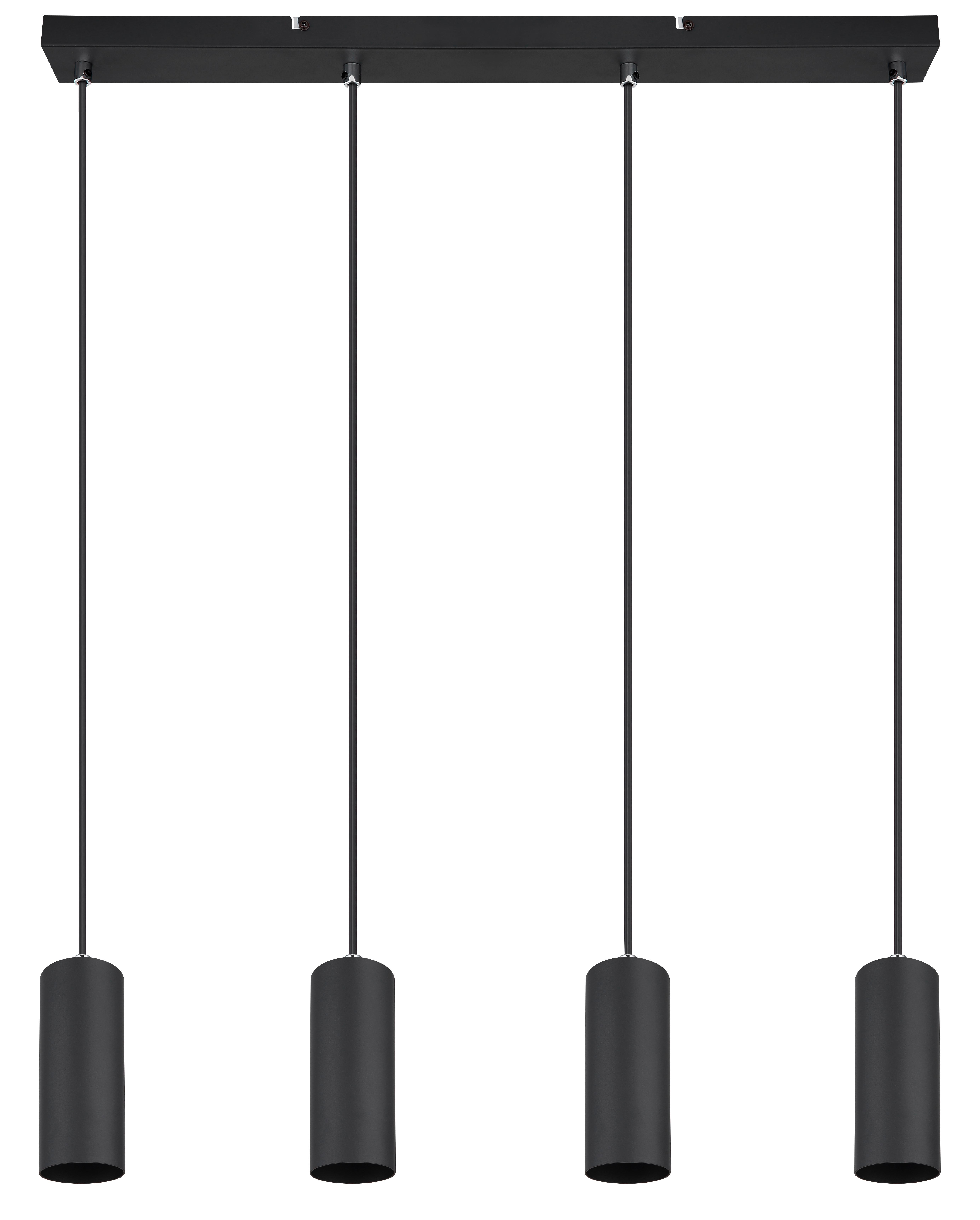 Hängeleuchte Ayla H: 120 Cm 4-Flammig - Schwarz, MODERN, Metall (65/6/120cm) - Luca Bessoni