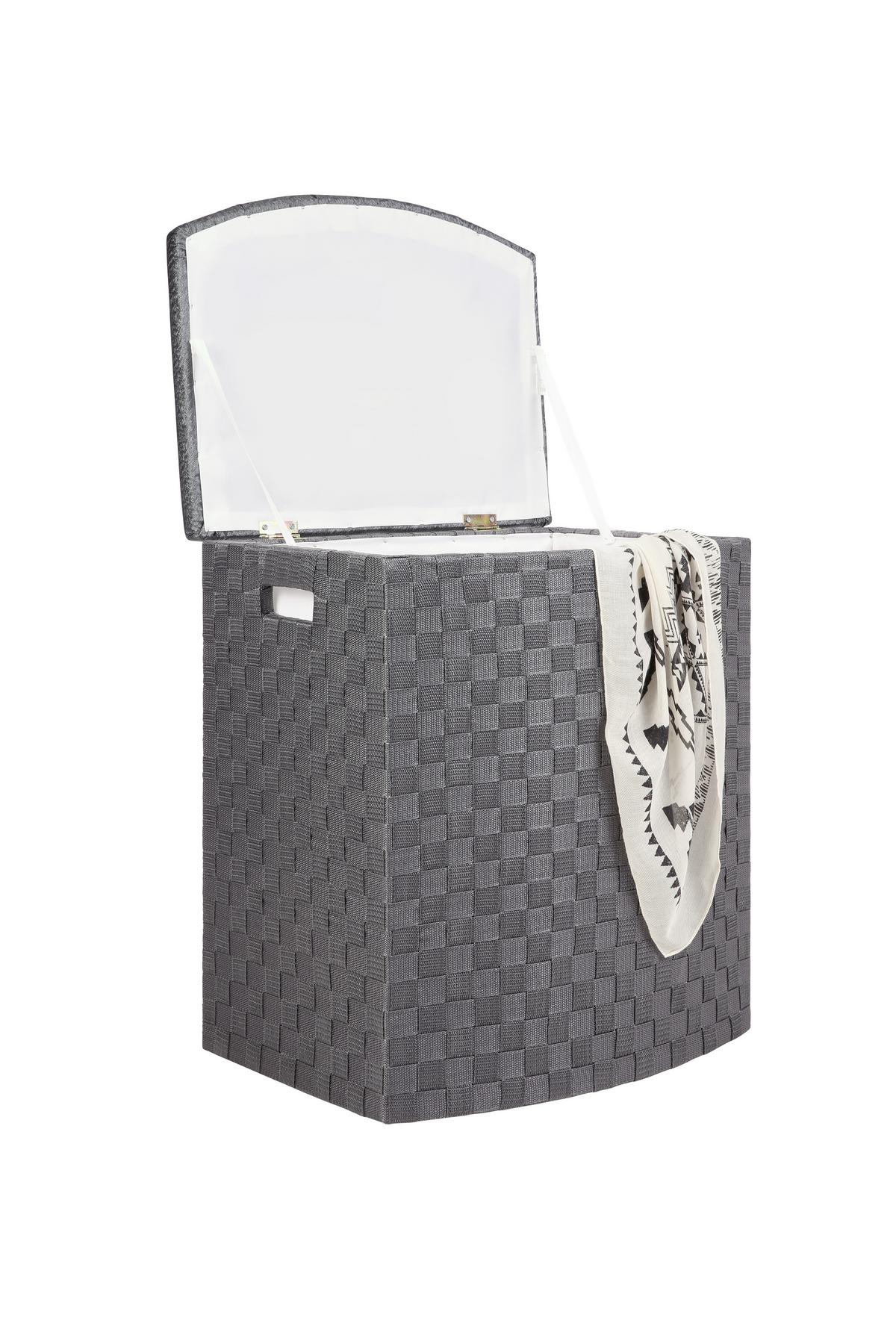 Wäschetonne mit Deckel Ghada Anthrazit, 49,5x37x56 cm - Anthrazit, KONVENTIONELL, Kunststoff/Textil (49,5/37/56cm) - Luca Bessoni