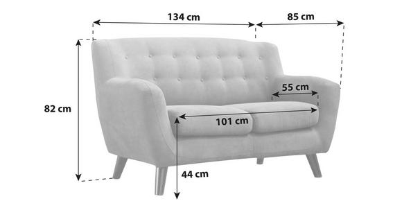 2-Sitzer-Sofa Monaco Dunkelgrau - Dunkelgrau/Schwarz, MODERN, Textil (134/82/80,5cm) - Luca Bessoni