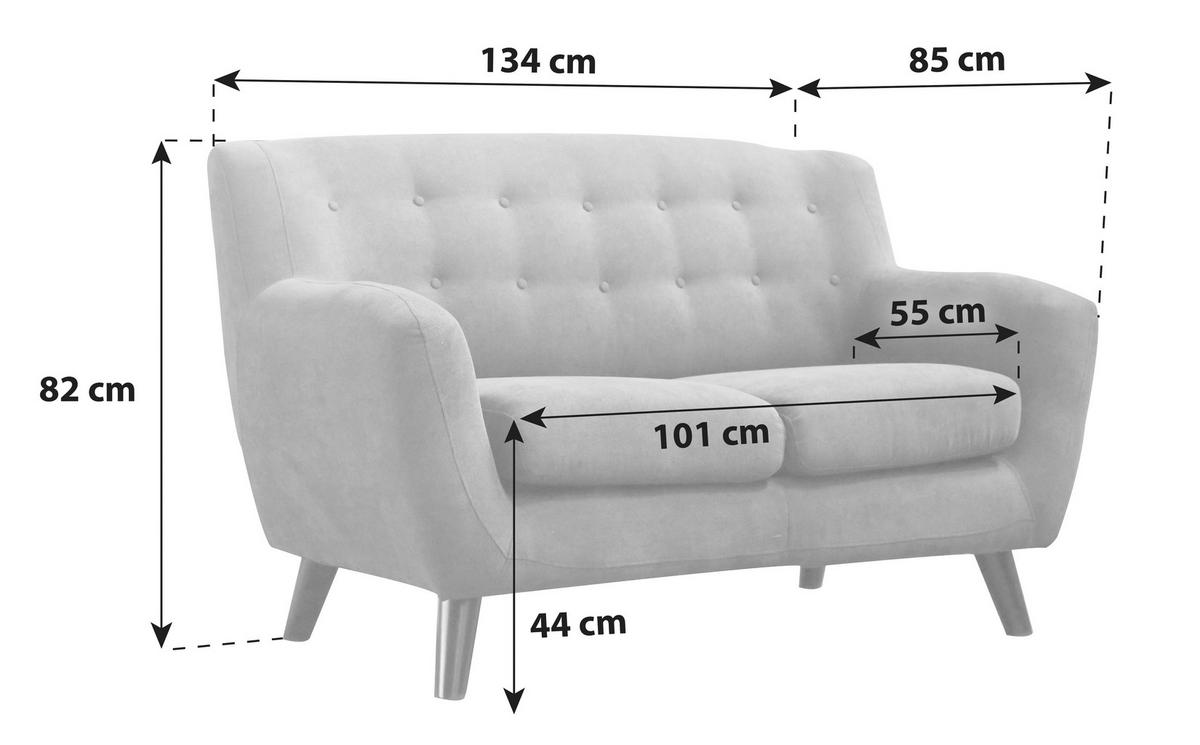 2-sitzer-sofa Monaco Dunkelgrau - Dunkelgrau/Schwarz, MODERN, Textil (134/82/80,5cm) - Luca Bessoni
