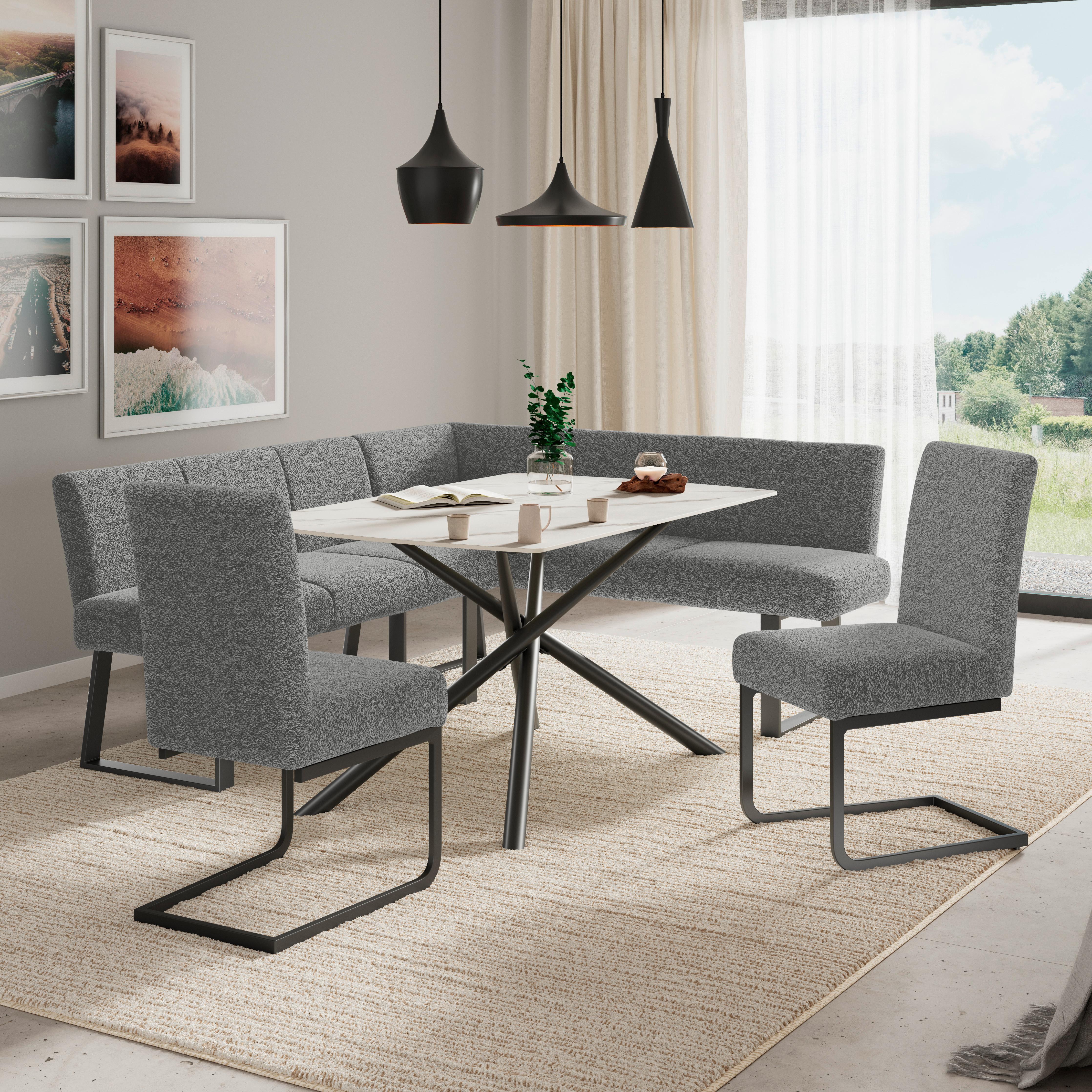 Schwingstuhl Terri Grau Gepolstert - Schwarz/Grau, MODERN, Textil/Metall (46/95/64cm) - MID.YOU