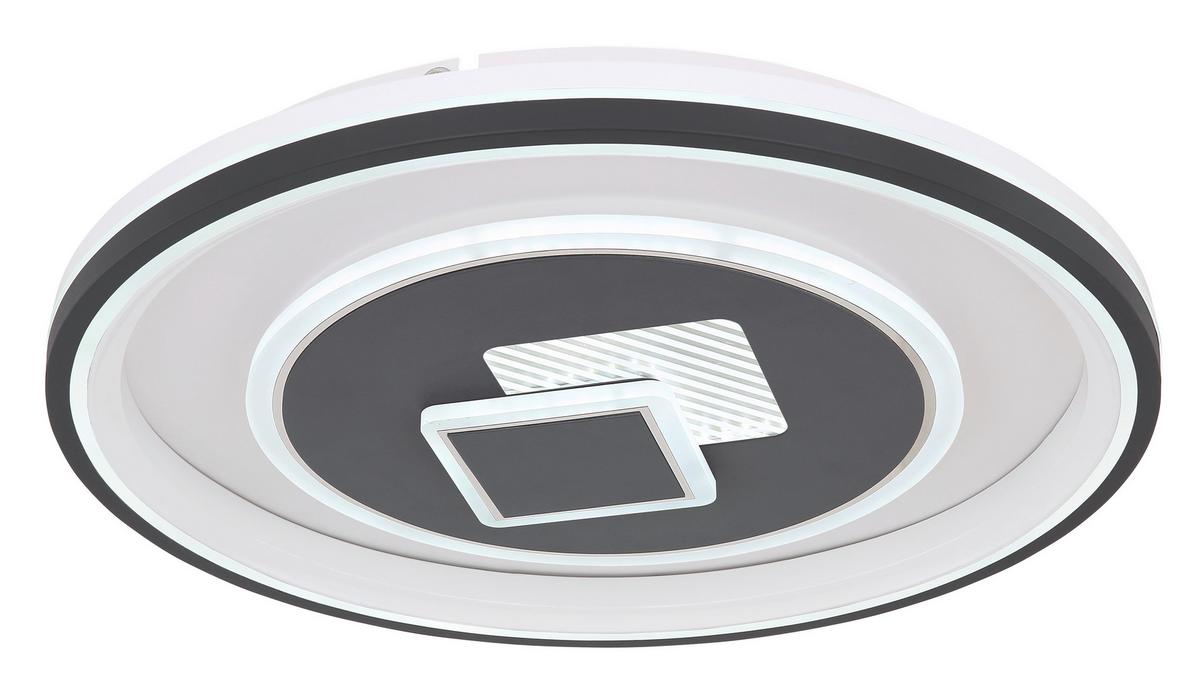 LED-Deckenleuchte Ø 50 cm Mit Stufenschalter + Fernbedienung - Opal/Graphitfarben, Design, Kunststoff/Metall (50/7cm) - Globo