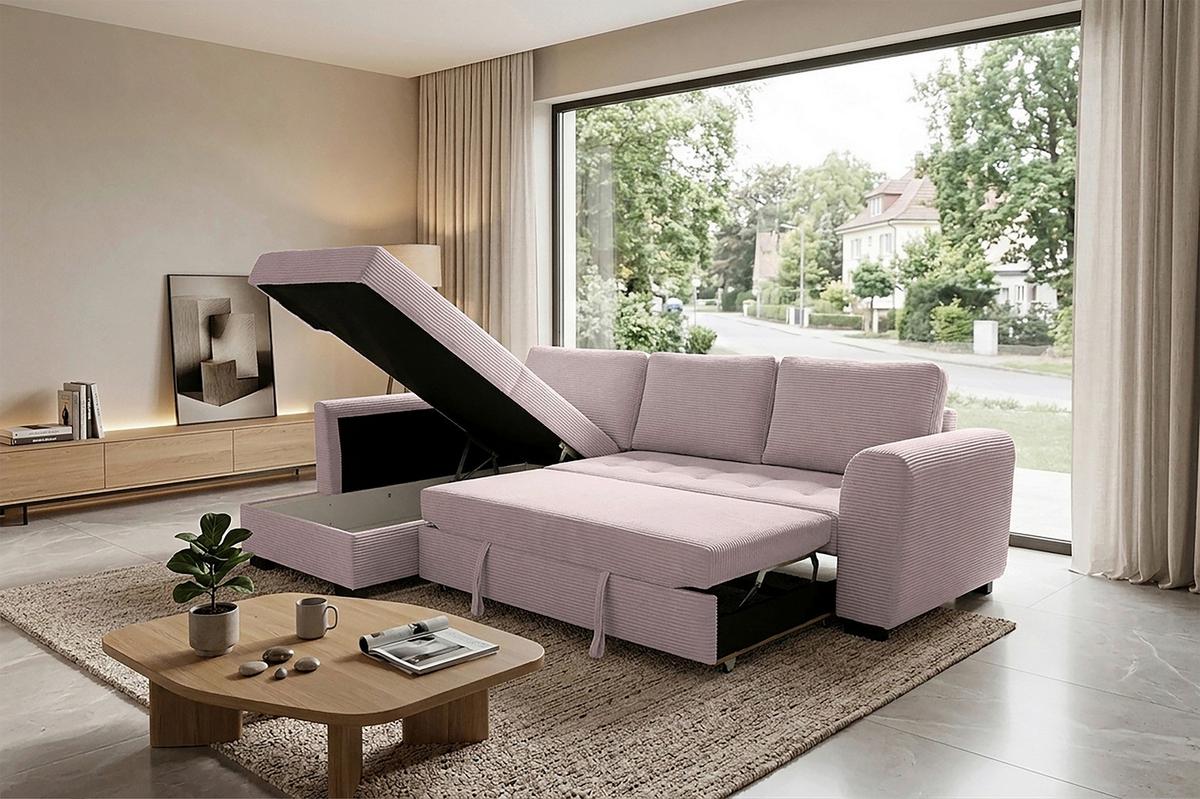 Ecksofa John Rosa S: 178x239 Cm - Schwarz/Rosa, Trend, Textil (178/239cm)