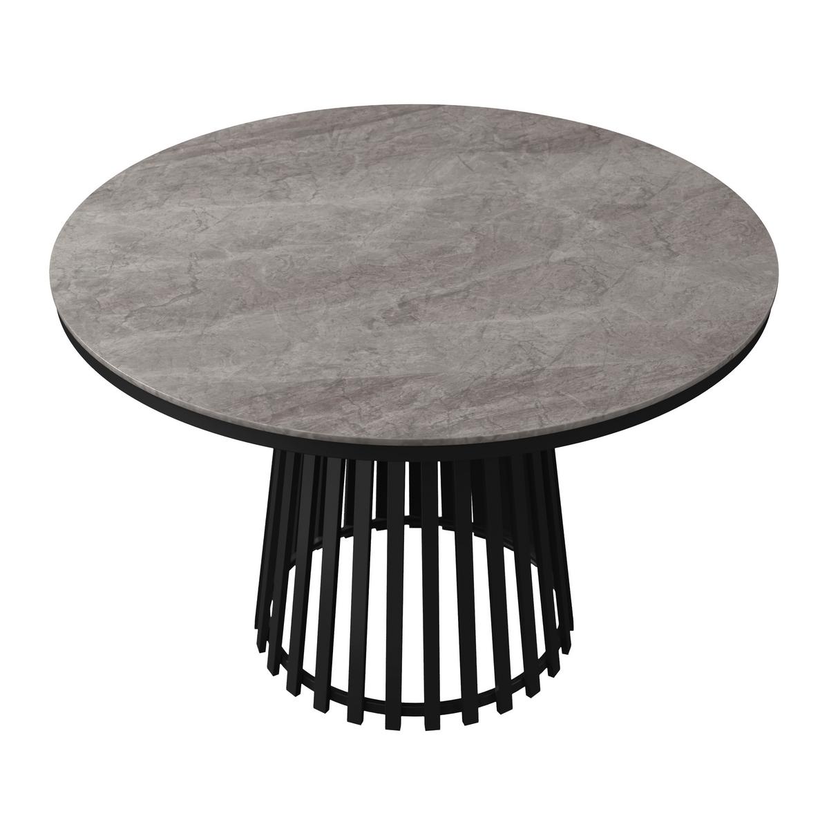 Jídelní stůl Pela, P: 110 cm - šedá/černá, Moderní, kov/kompozitní dřevo (110/110/75cm) - Bessagi Home
