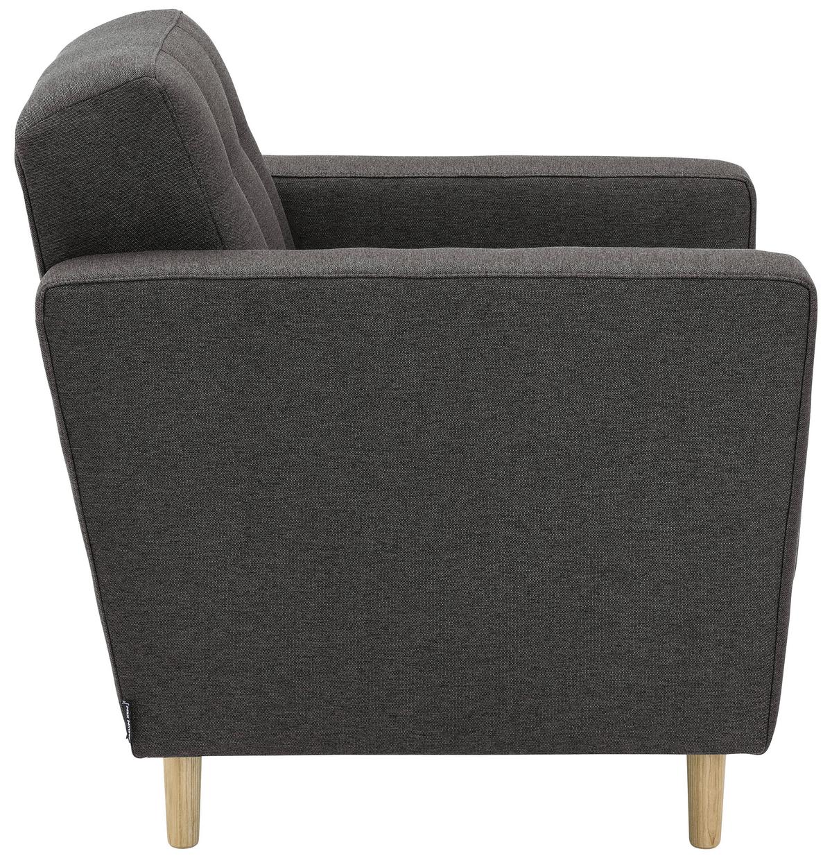 Polstersessel mit Armlehnen Jasmin Flachgewebe Anthrazit - Eschefarben/Anthrazit, MODERN, Textil (75/81/83cm) - Max Winzer