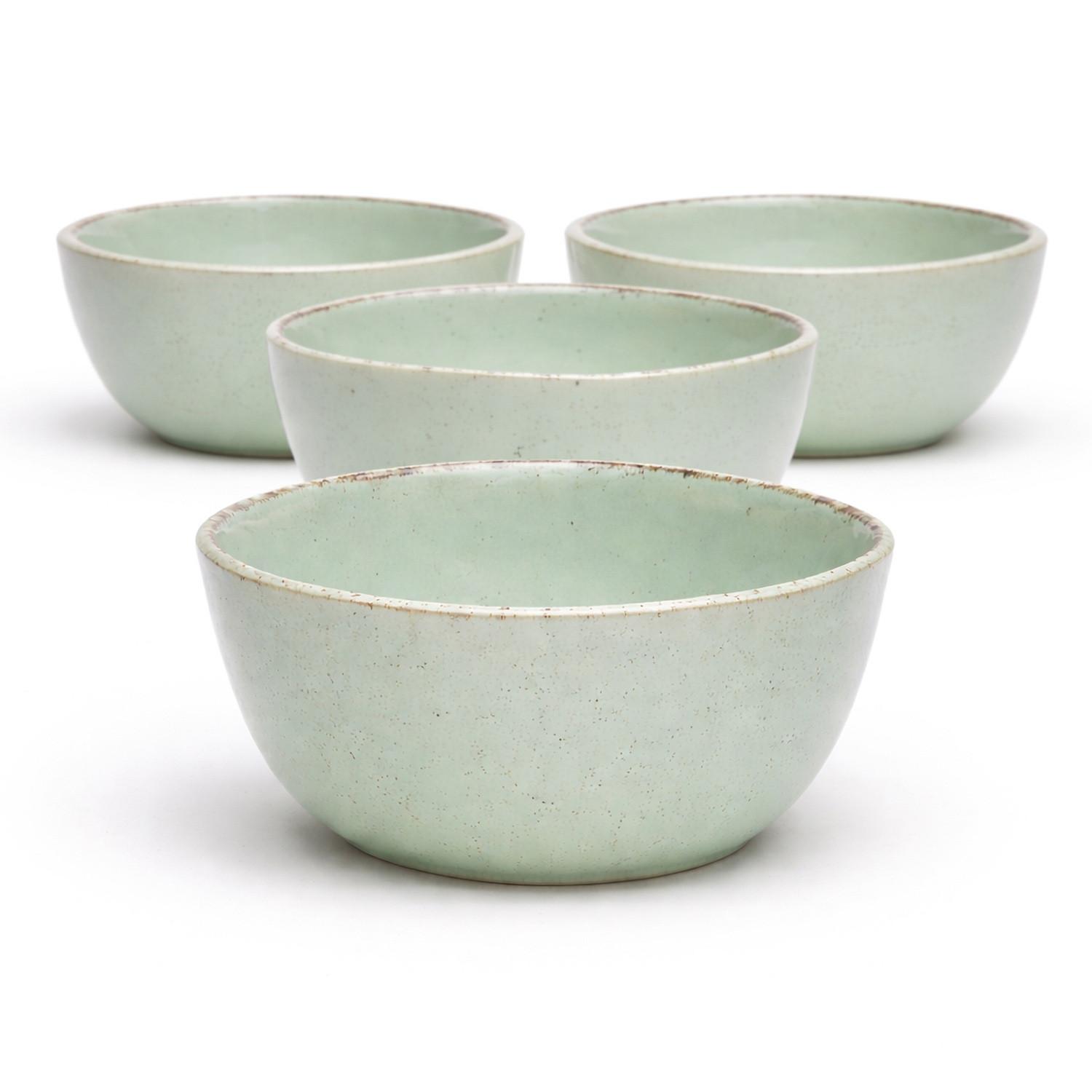 Schüsselset, 4-Teilig Steinzeug, Grün - Grün, Basics, Keramik (15/7cm) - Van Well