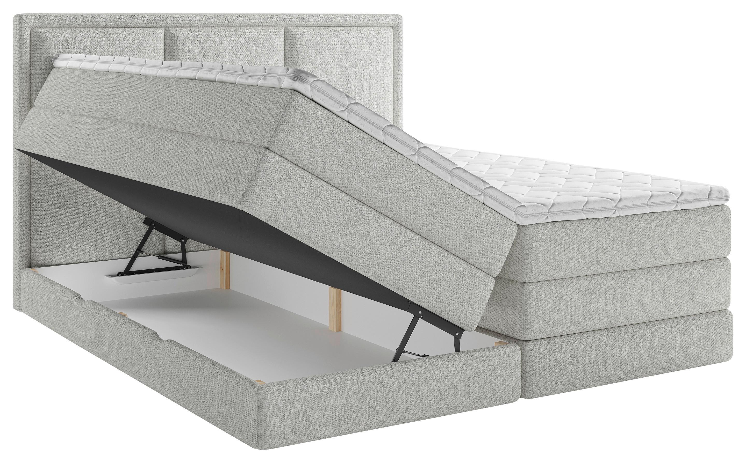 Boxspringbett mit Topper 140x200 cm Swing II K - Hellgrau, Design, Holzwerkstoff/Textil (140/200cm) - MID.YOU