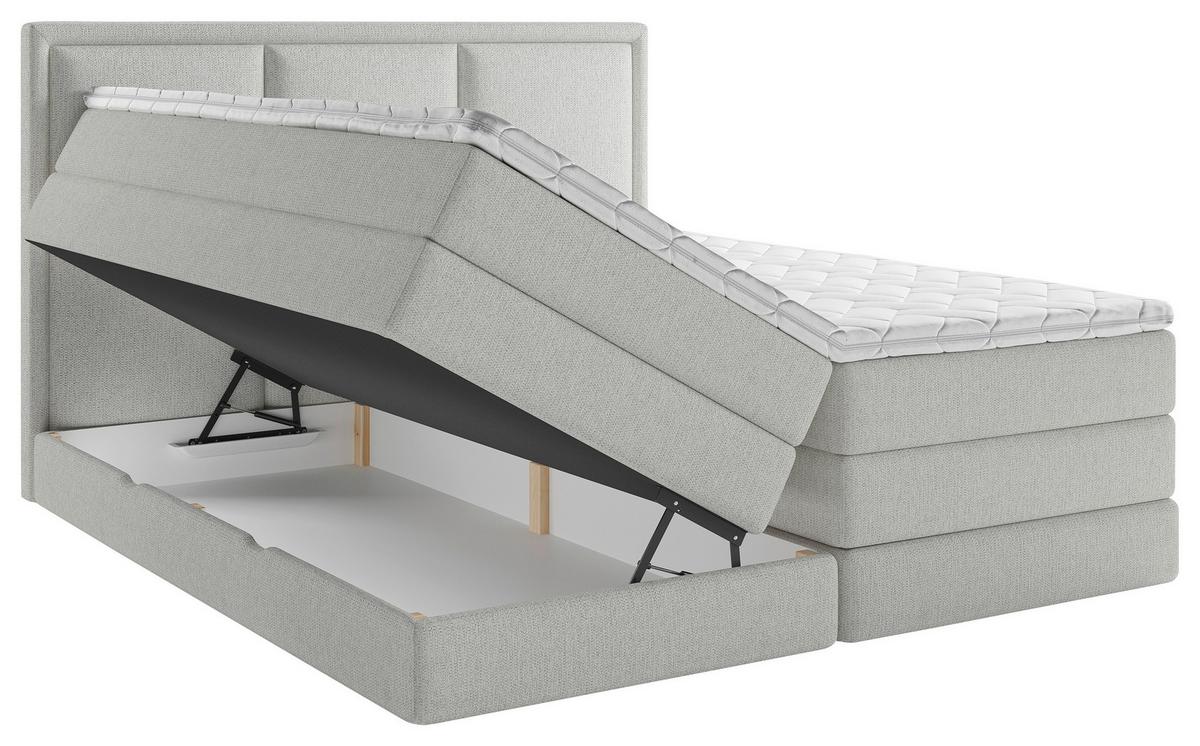 Boxspringbett mit Topper 140x200 cm Swing II K - Hellgrau, Design, Holzwerkstoff/Textil (140/200cm) - MID.YOU