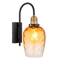 Wandleuchte 1-Flammig Indoor - Klar/Messingfarben, Basics, Glas/Metall (15/24/35cm) - Globo