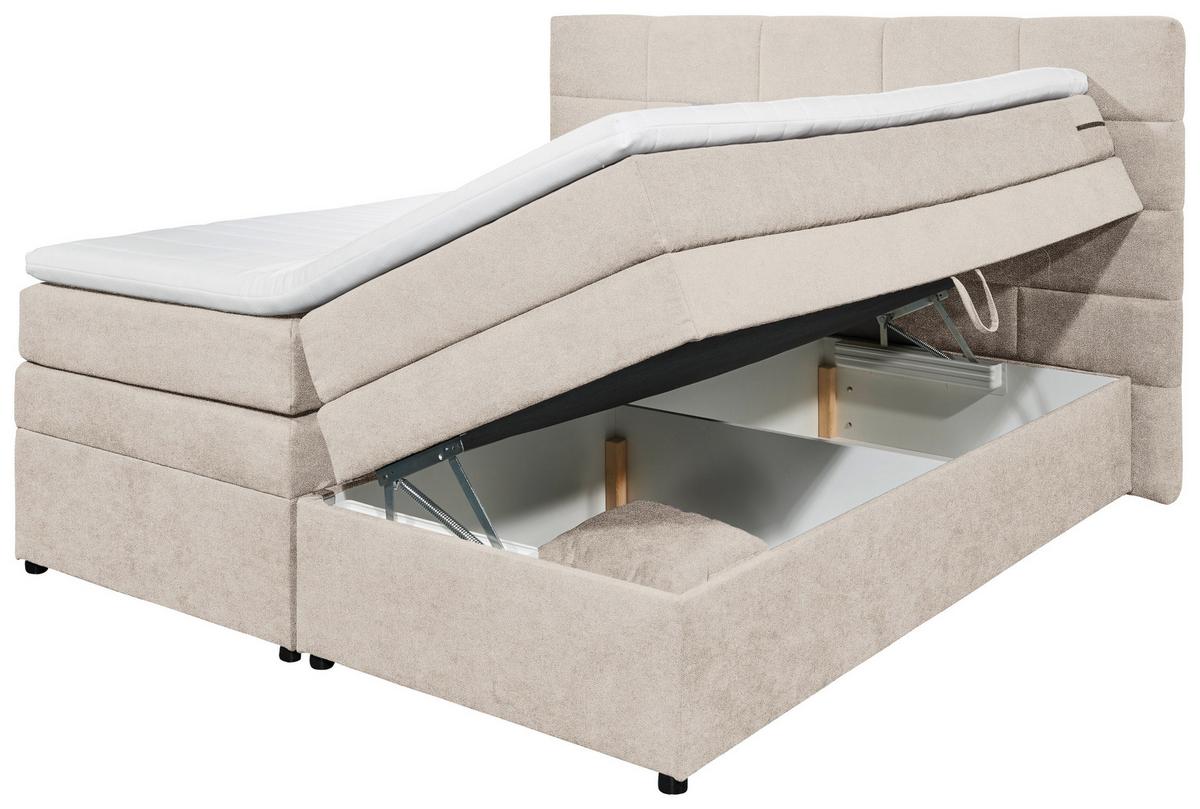 Boxspringbett mit Topper & Bettkasten 180x200 Tacoma 3 - Sandfarben, KONVENTIONELL, Kunststoff/Textil (180/200cm) - MID.YOU