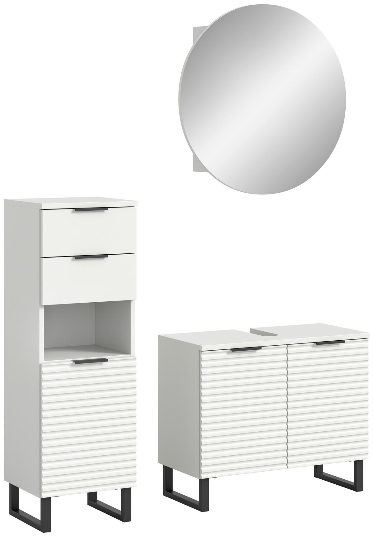Badezimmer Riff Weiß B: 105 cm - Schwarz/Weiß, MODERN, Holzwerkstoff (105cm) - MID.YOU
