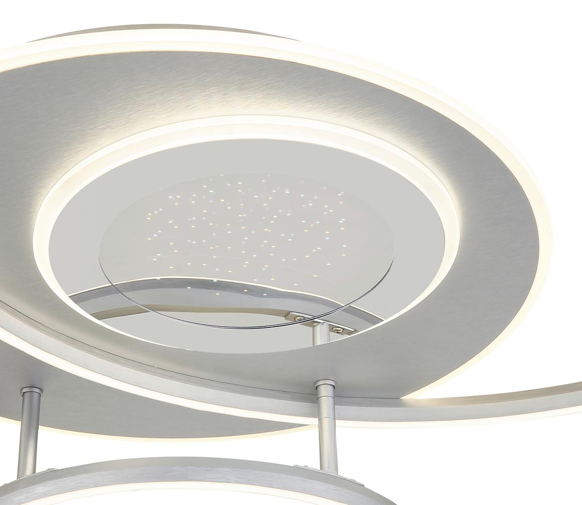 LED-DECKENLEUCHTE Opal, ca. 117x86x13 cm - Silberfarben/Opal, Design, Kunststoff/Metall (116,6/86,4/13cm) - Globo