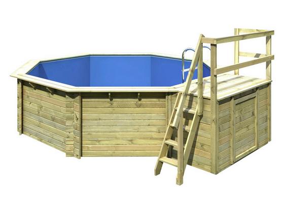 Holzpool Set Summer 2 Ø 470 X H 124 cm mit Sonnendeck - Naturfarben, KONVENTIONELL, Holz (470/124/470cm) - Karibu Holzpool Set Summer 2 Ø 470 X H 124 cm mit Sonnendeck - Naturfarben, KONVENTIONELL, Holz (470/124/470cm) - Karibu