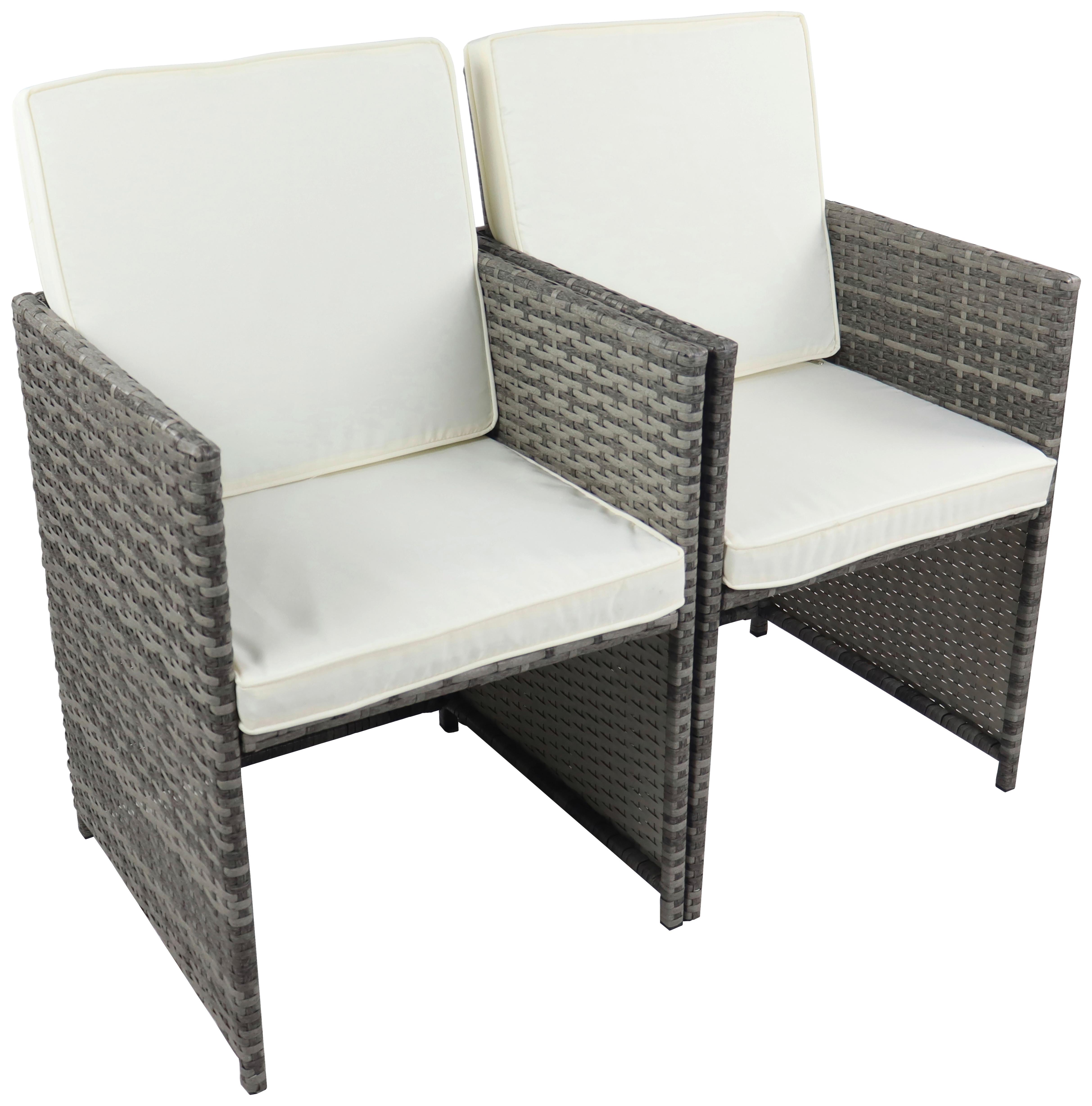 Gartensessel-set 2-tlg. Raloso Metall/kunststoff/textil - Weiß/Grau, MODERN, Kunststoff/Textil (53/84/53cm) - Ambia Garden
