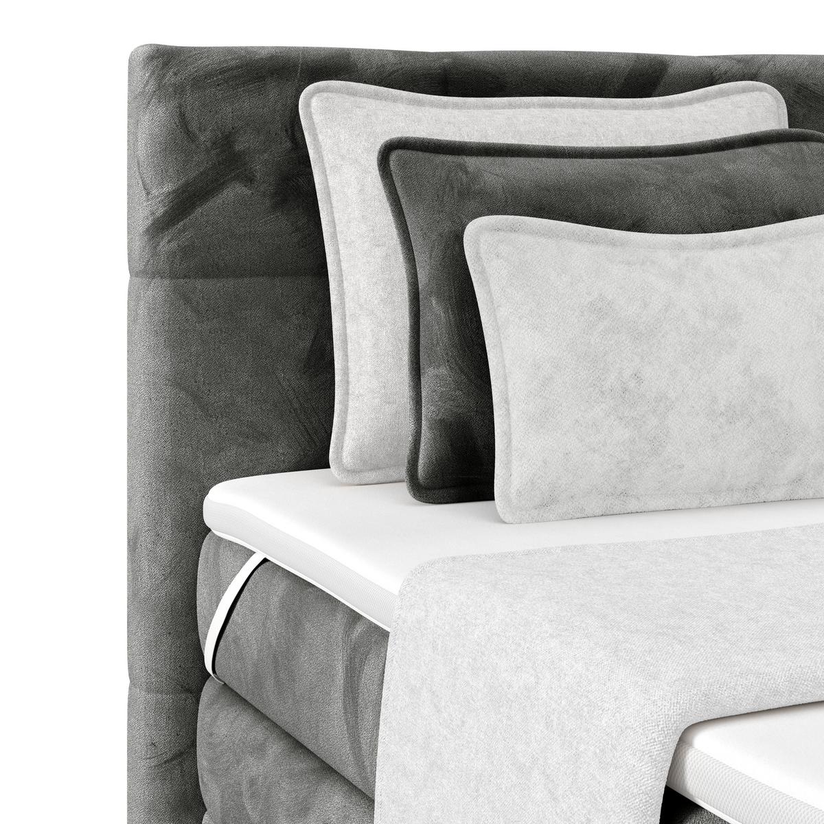 Boxspringbett mit Topper und Bettkasten 160x200 cm Medino - Anthrazit, KONVENTIONELL, Holz/Holzwerkstoff (160/200cm) - Luca Bessoni