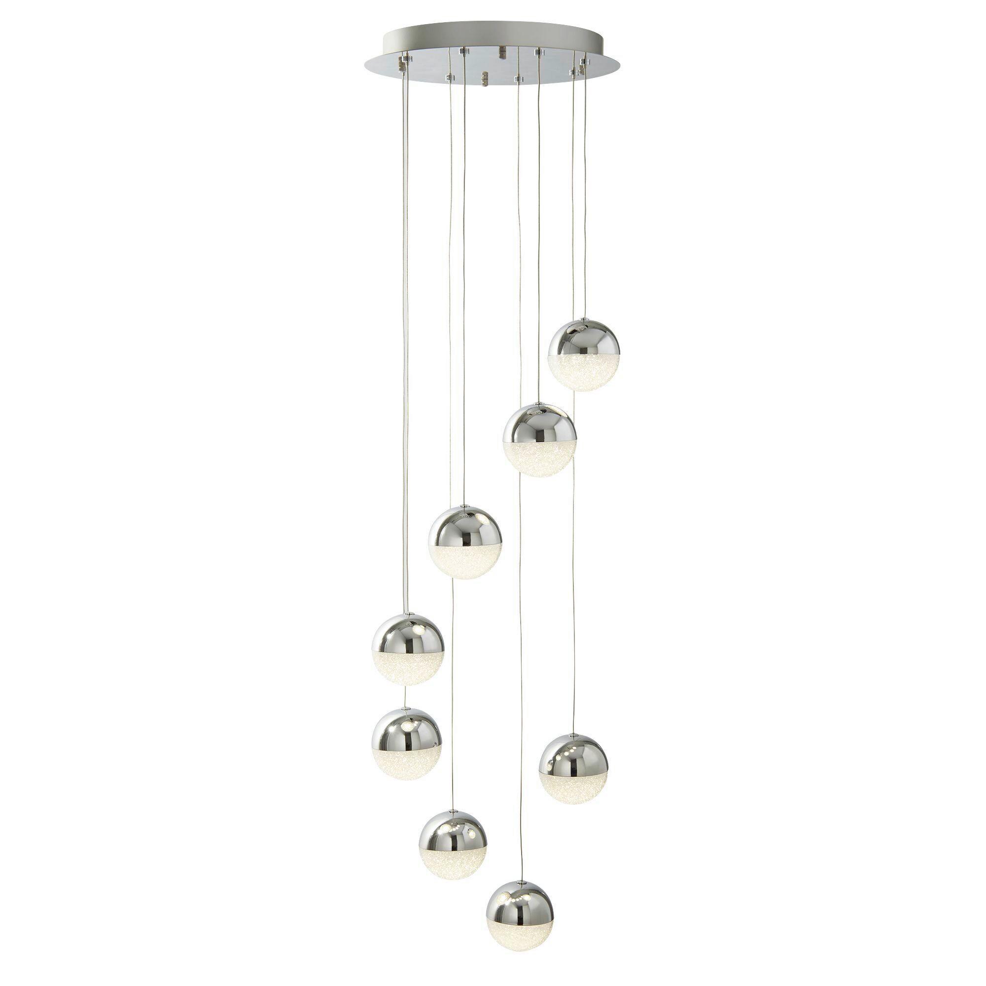 LED-Hängeleuchte 5848-8cc - Klar/Chromfarben, Design, Glas/Textil (35/35/155cm)