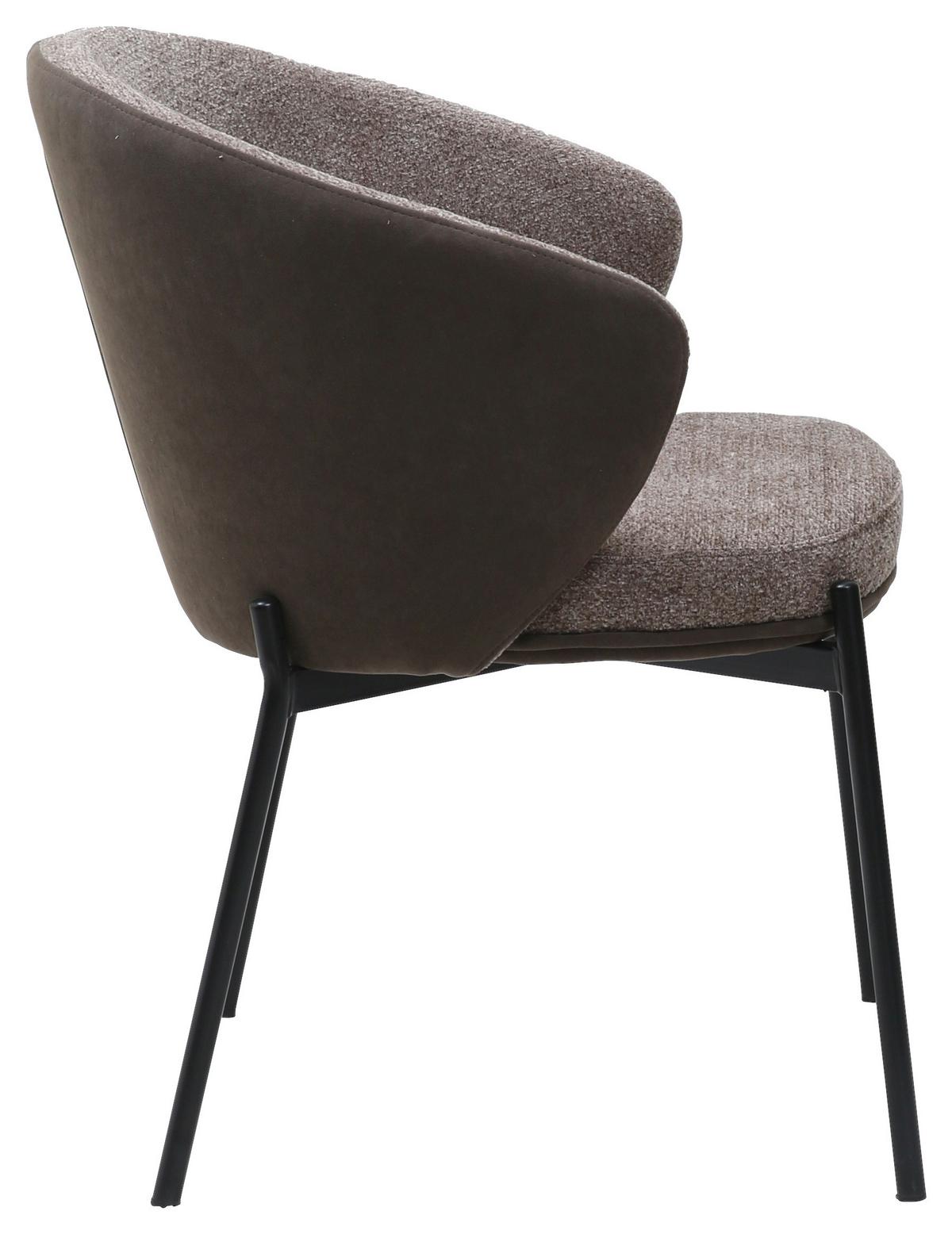 Armehnstuhl Cara Textil Braun B : 56 cm - Schwarz/Braun, MODERN, Textil/Metall (56/76,5/57,5cm) - MID.YOU
