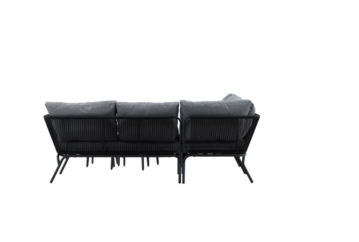 Dining-Loungeset Roxo - Schwarz/Grau, KONVENTIONELL, Textil/Metall - Gardenson