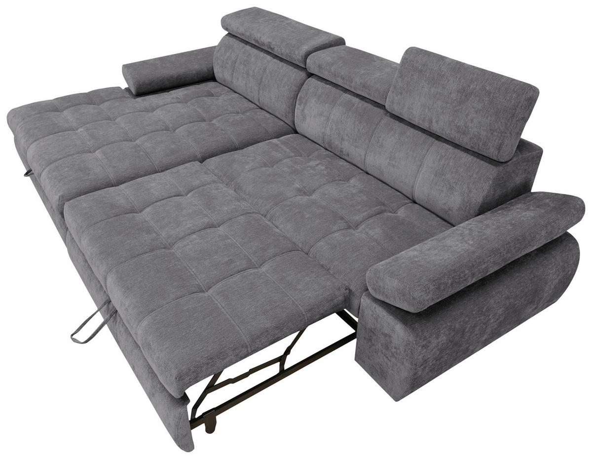 Rohová sedačka VEGAS, ľavá, tmavosivá ženilka - čierna/tmavosivá, Design, drevo/textil (173/294cm)