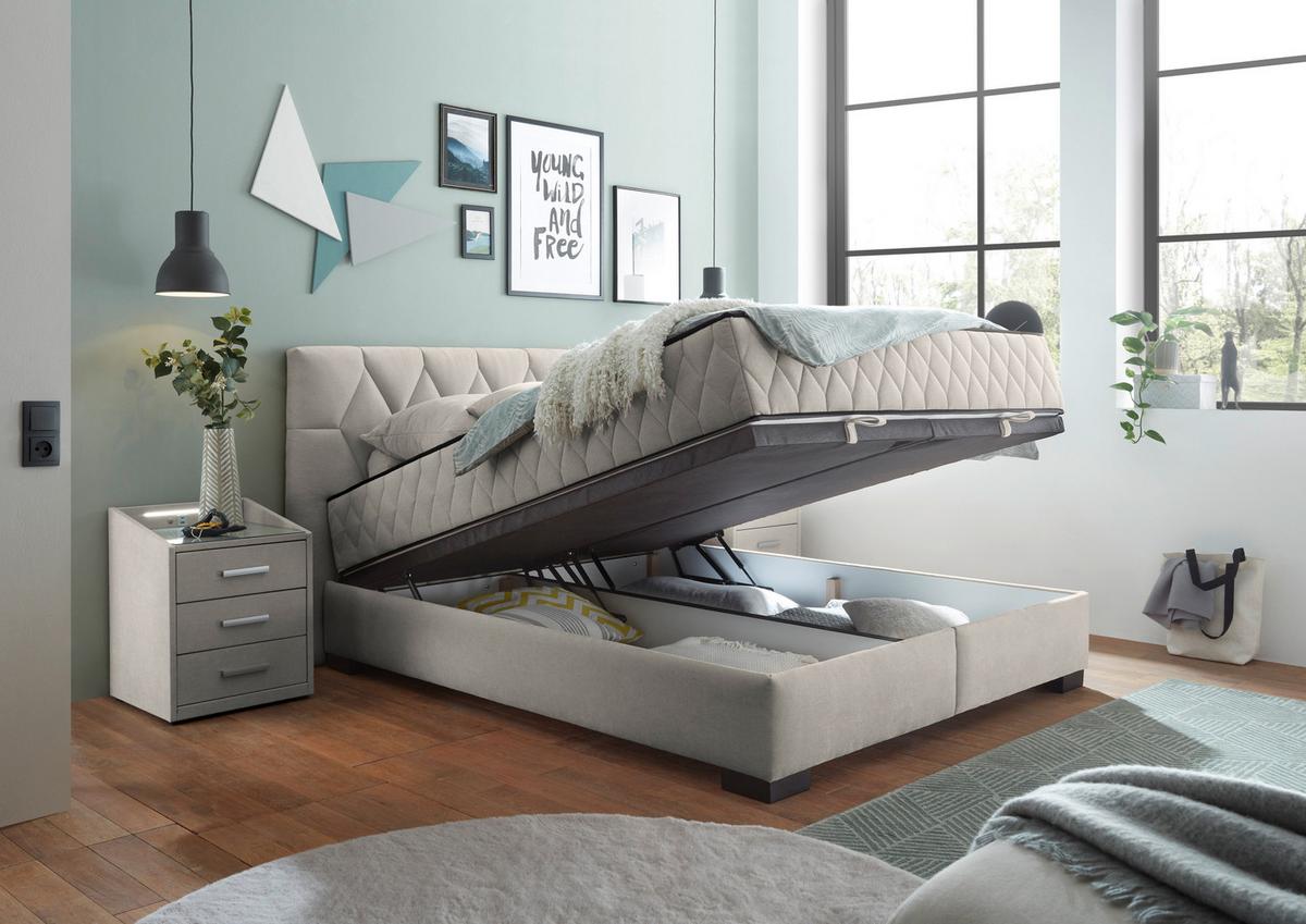 Boxbett Nagol B - Beige/Schwarz, MODERN, Holzwerkstoff/Textil (160/200cm) - MID.YOU