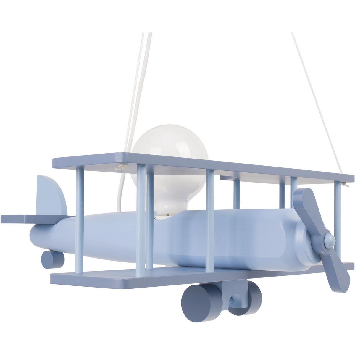 Kinderhängeleuchte Flugzeug H: 75 Cm 1-Flammig - Blau, KONVENTIONELL, Holz (42/45/75cm)