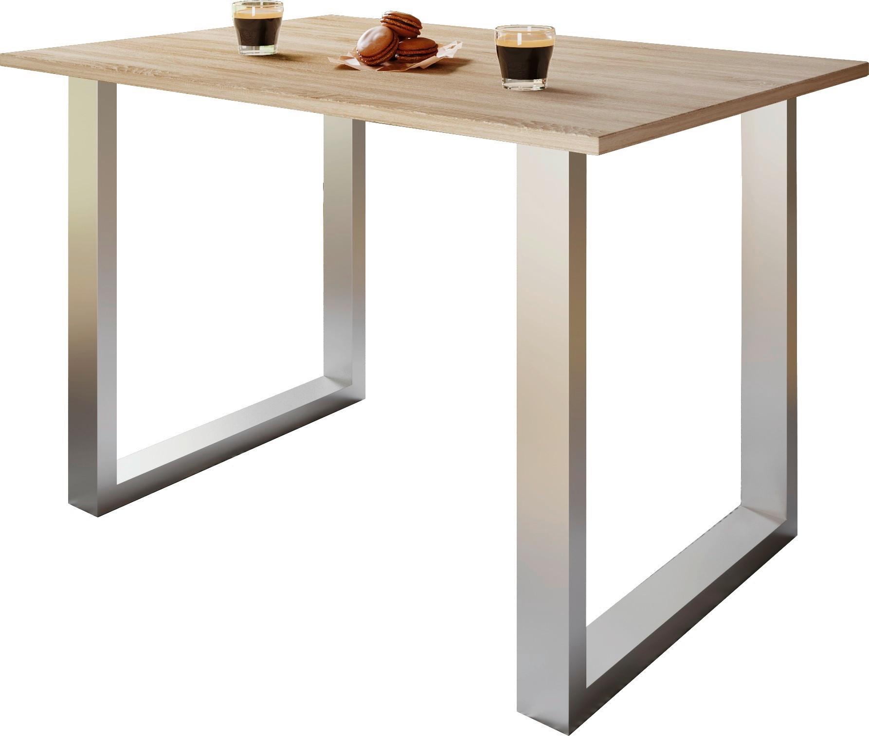 Schreibtisch Lona Eiche Dekor B: 110 Cm - Silberfarben/Sonoma Eiche, Design, Holzwerkstoff/Metall (110/80/76cm) - MID.YOU