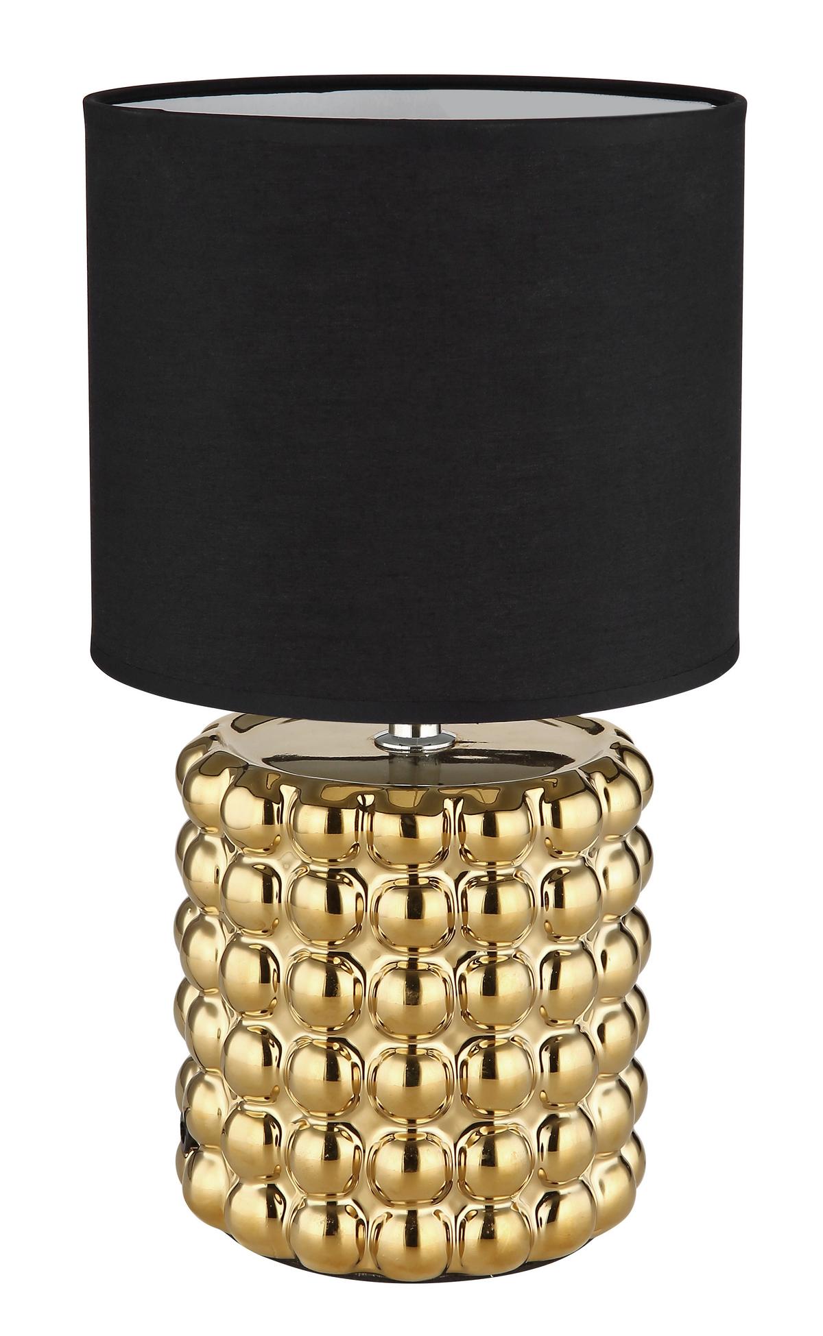 Tischleuchte 21626 Valentino - Goldfarben, KONVENTIONELL, Keramik/Textil (18,5/33cm) - Globo