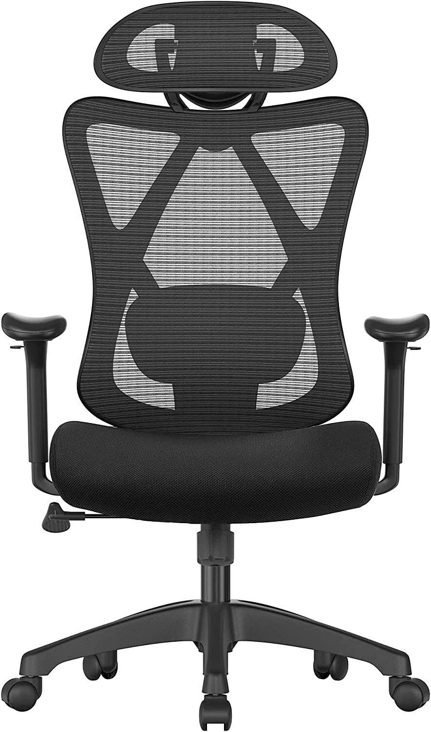 Bürostuhl mit Kopfstütze Schwarz, Bis 120 Kg - Schwarz, Basics, Kunststoff/Metall (68/114-123,5/66cm) - Boxxx