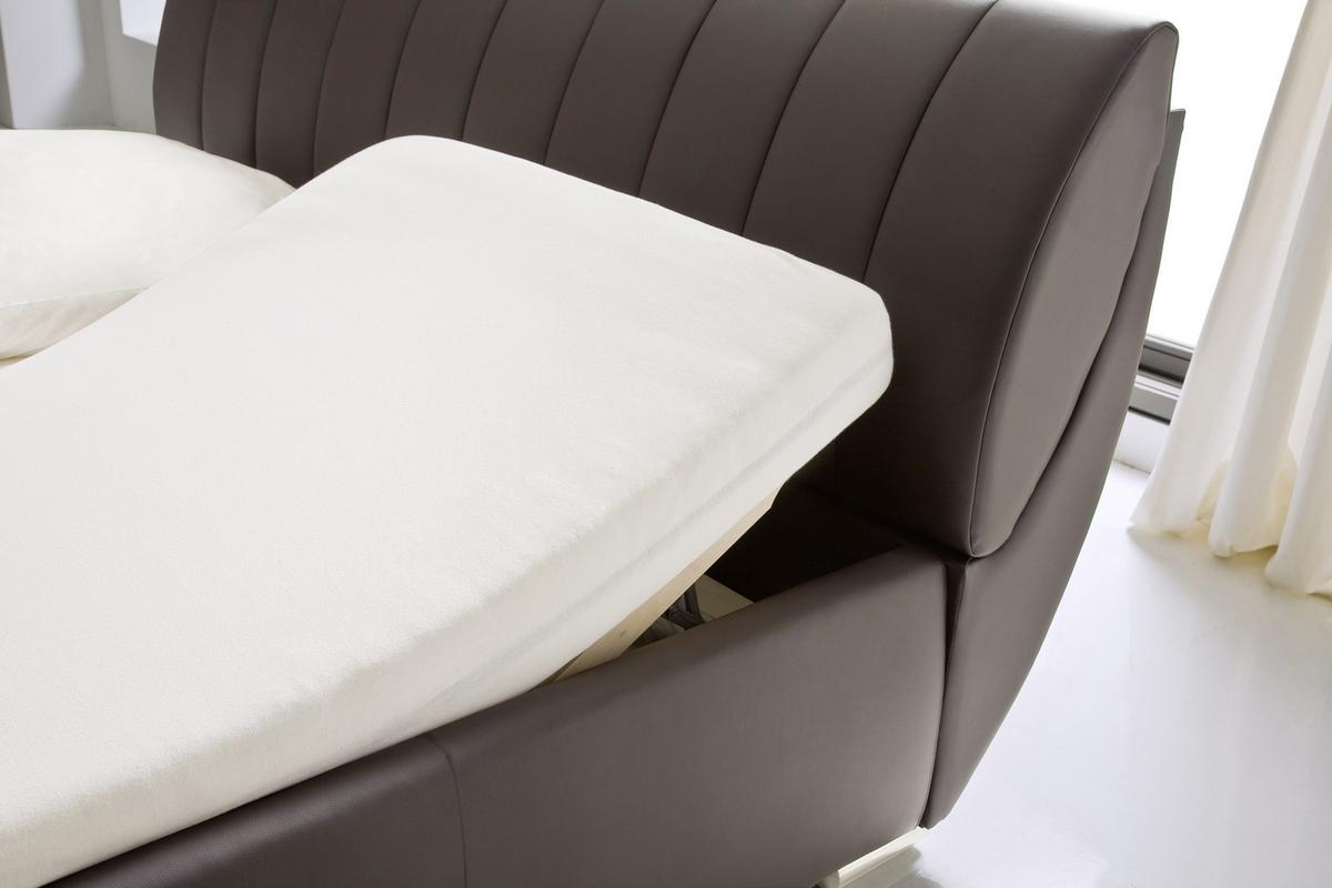 Polsterbett Mit Bettkasten + Lattenrost 180x200 Cm Bern - Chromfarben/Braun, Design, Holz/Textil (180/200cm) - Xora