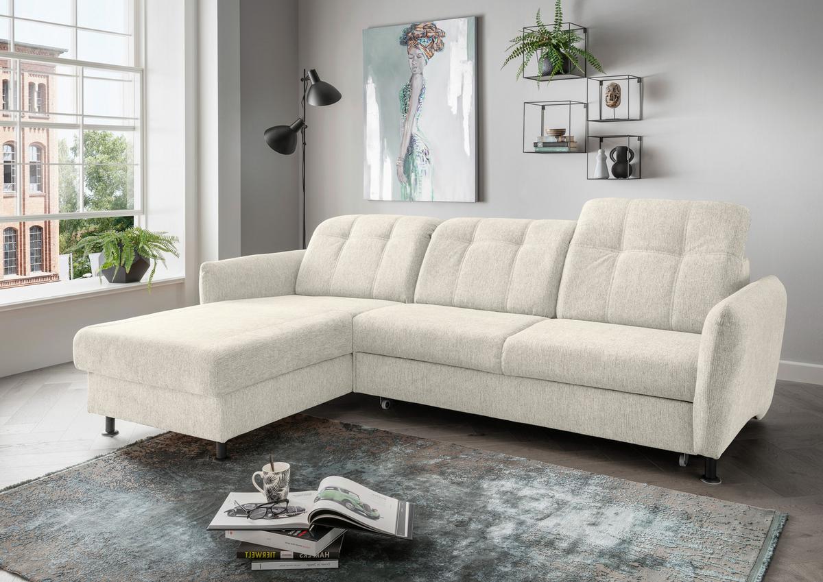 Ecksofa Minori Chenille Beige, S: 184x267 cm - Beige/Schwarz, MODERN, Textil (184/267cm) - Livetastic