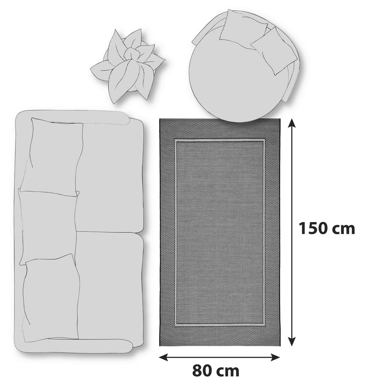 Flachwebteppich Anthrazit / Silber Paul 80x150 cm - Anthrazit, Basics, Textil (80/150cm) - James Wood
