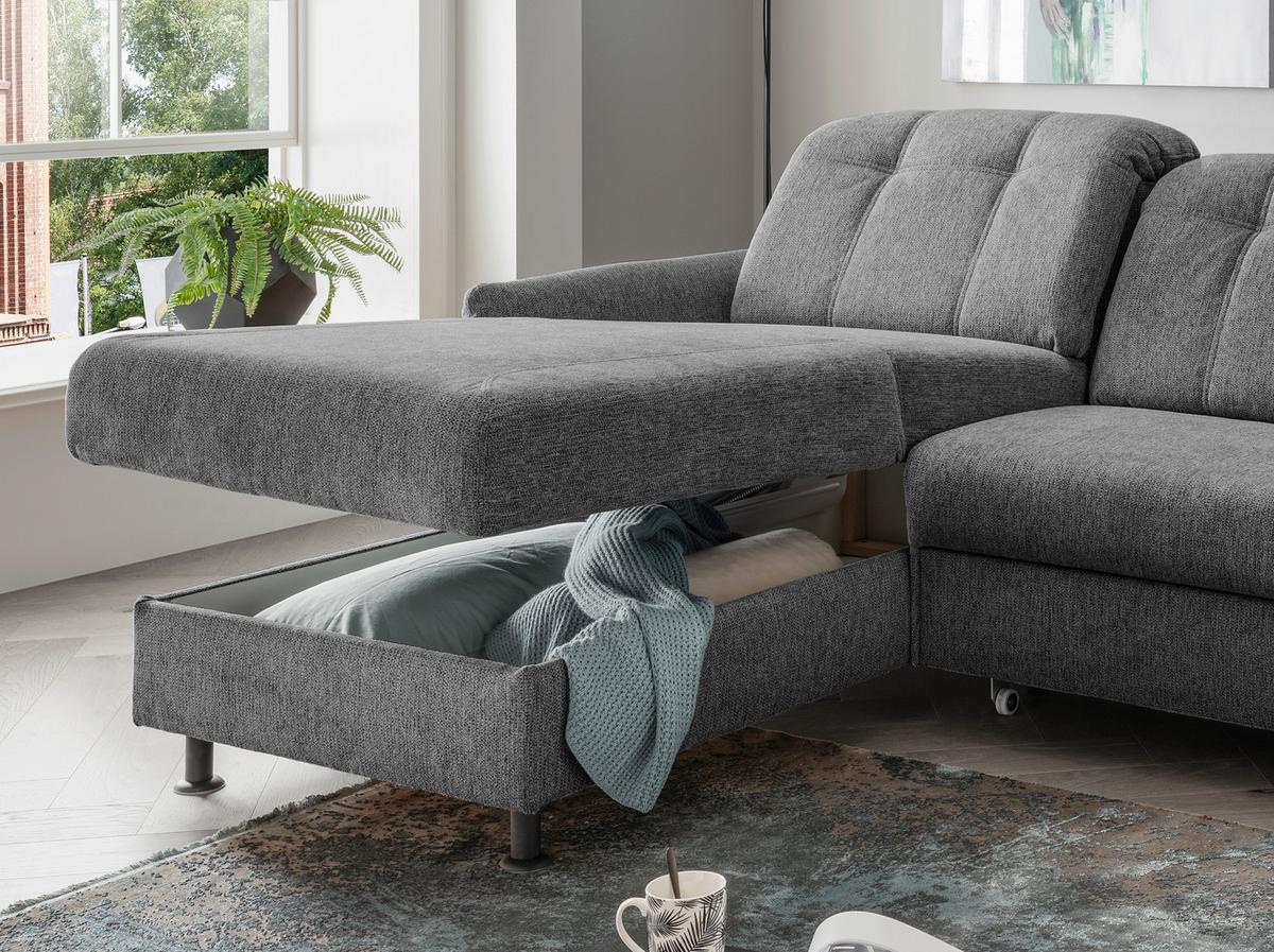 Ecksofa Minori Chenille Anthrazit, S: 184x267 cm - Anthrazit/Schwarz, MODERN, Textil (184/267cm) - Livetastic