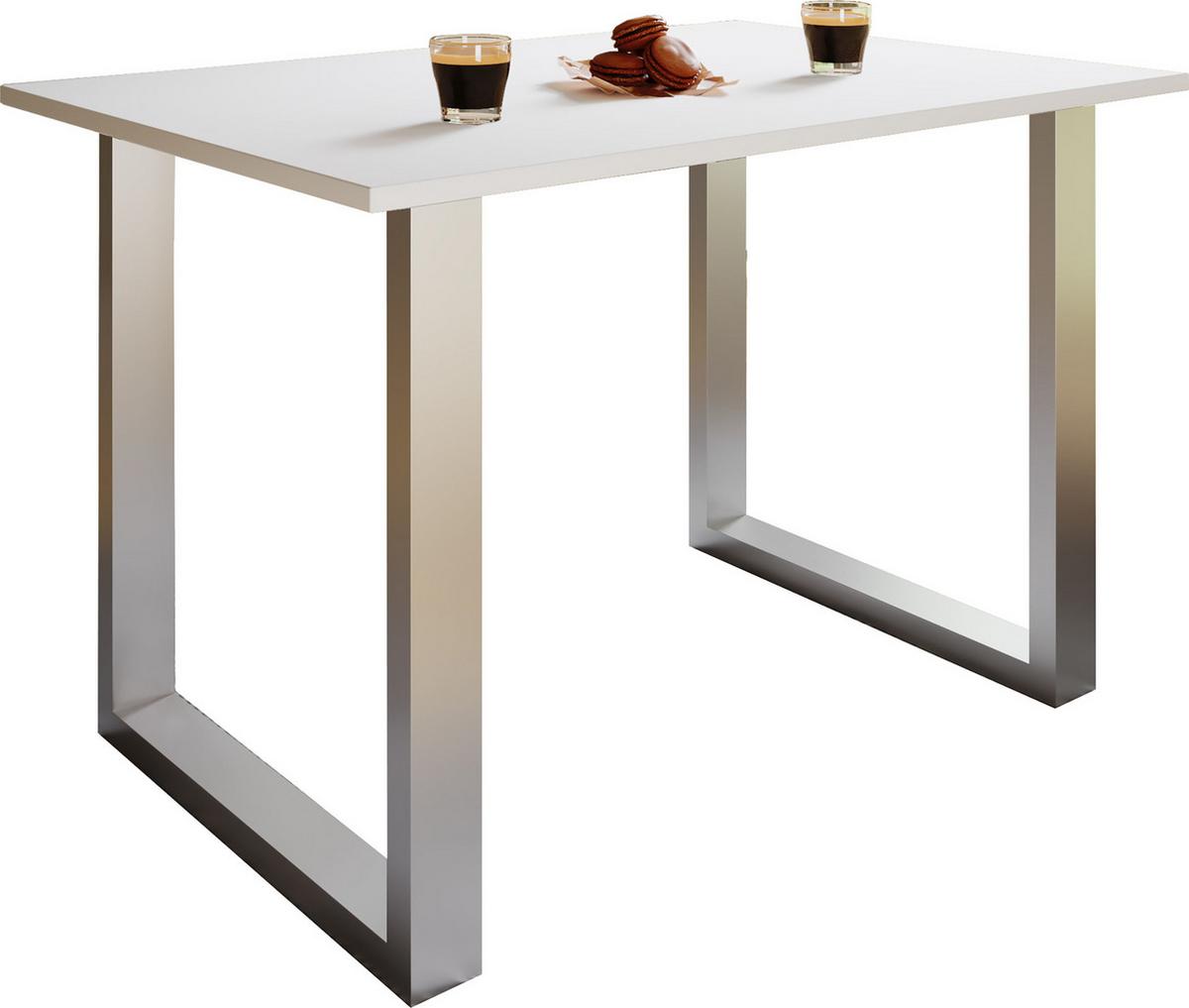 Jedálenský stôl XONA biela/strieborná - biela/strieborná, Basics, kov/kompozitné drevo (110/50/76cm) - MID.YOU
