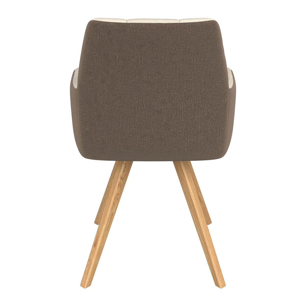 Armlehnstuhl Elke beige Eiche massiv, drehbar, B: 61cm - Creme/Braun, KONVENTIONELL, Holz/Textil (61/88/66,5cm)