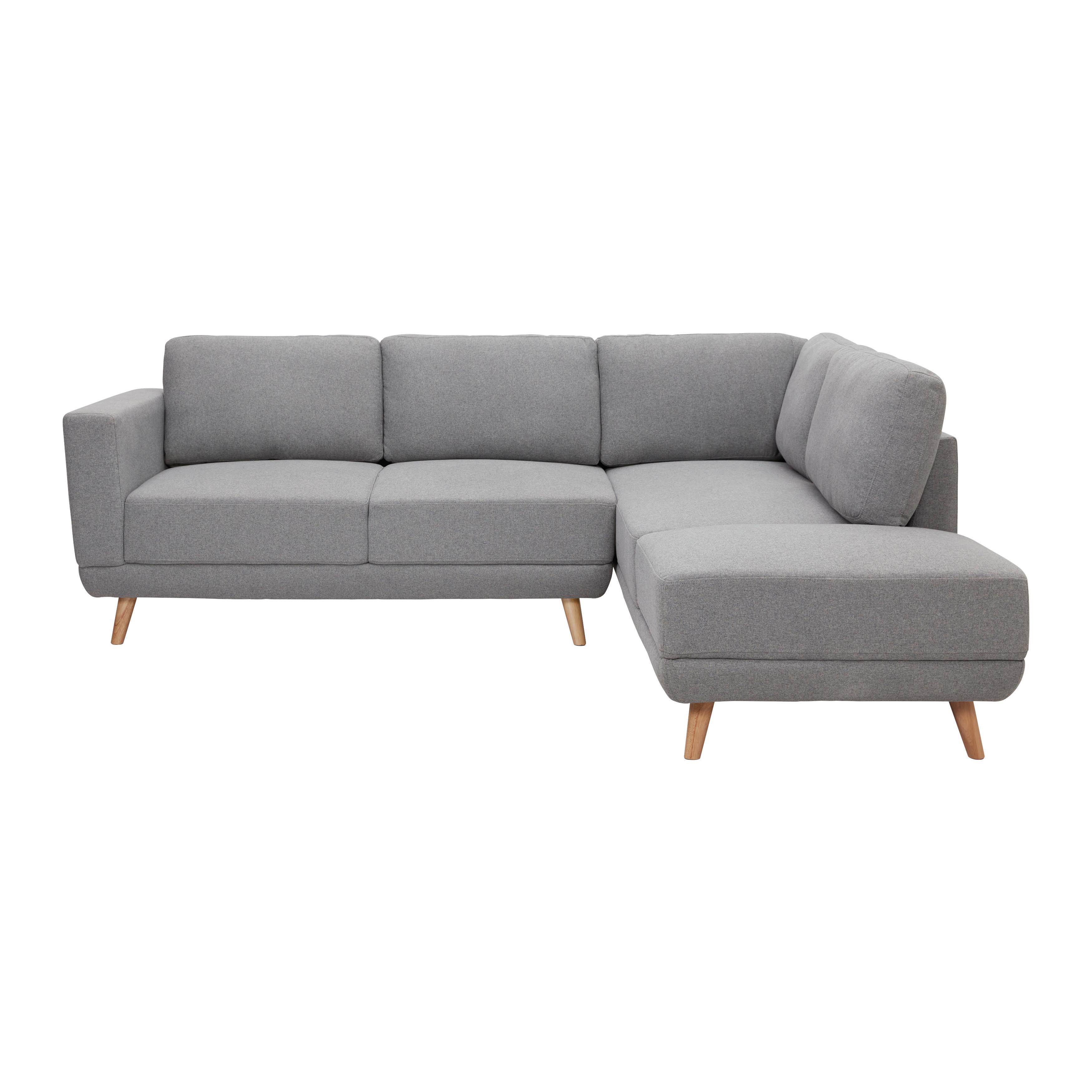 Sedacia Súprava Kyle Šířka 242cm/162cm - prírodné farby/sivá, Moderný, drevo/textil (242/88/189cm) - Bessagi Home