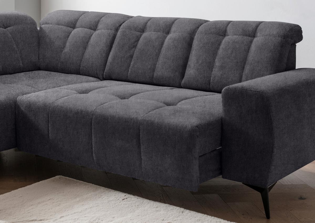 Ecksofa mit USB Anschluss Sano, Anthrazit, S: 200x261 cm - Anthrazit/Schwarz, MODERN, Textil (200/261cm) - Livetastic