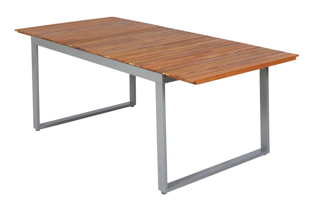 Gartentischgruppe Siena 7-Tlg. Aus Akazie, Tisch ausziehbar - Silberfarben/Naturfarben, KONVENTIONELL, Holz/Textil - Gardenson