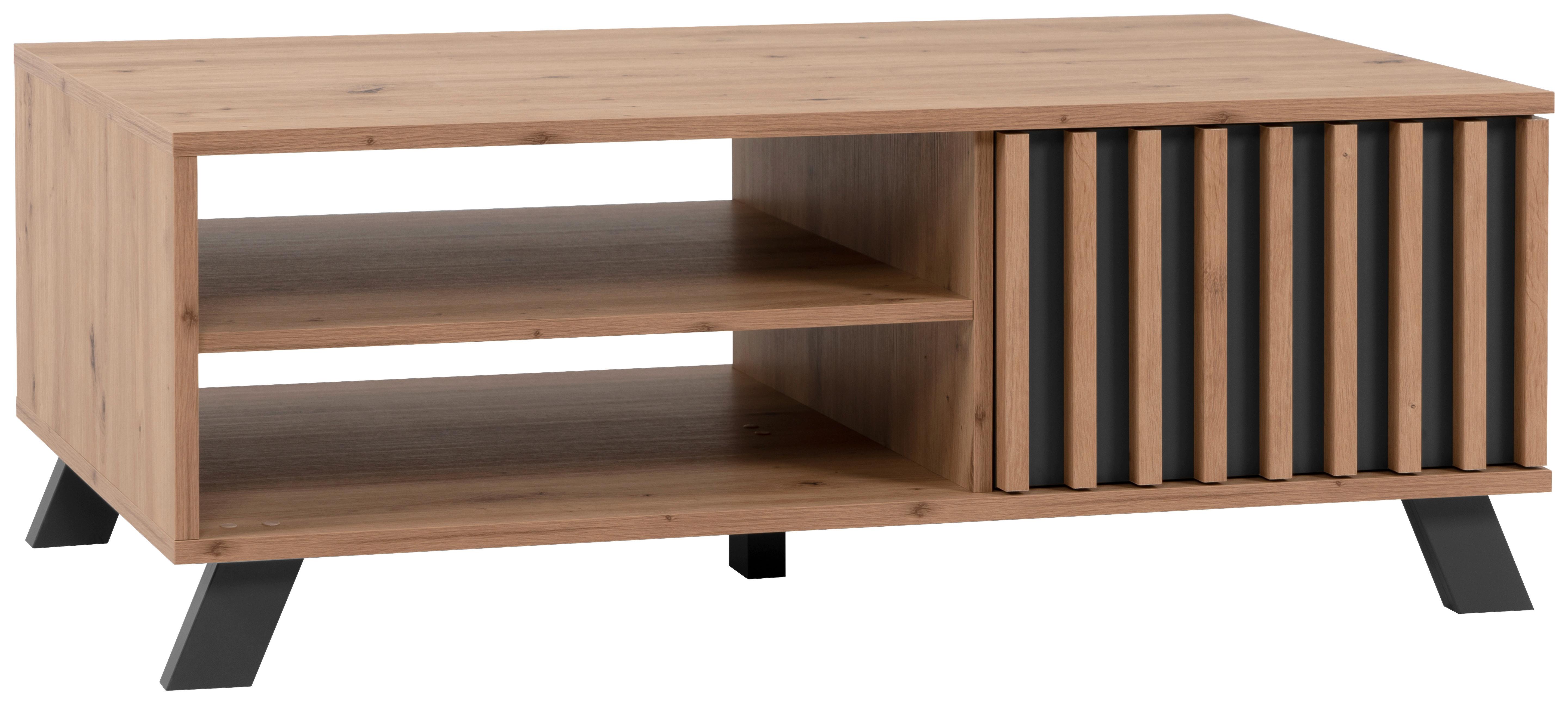 Couchtisch Mit Lade Medan Anthrazit/eiche Dekor - Anthrazit/Eiche Artisan, LIFESTYLE, Holzwerkstoff (110,5/67/42cm) - MID.YOU