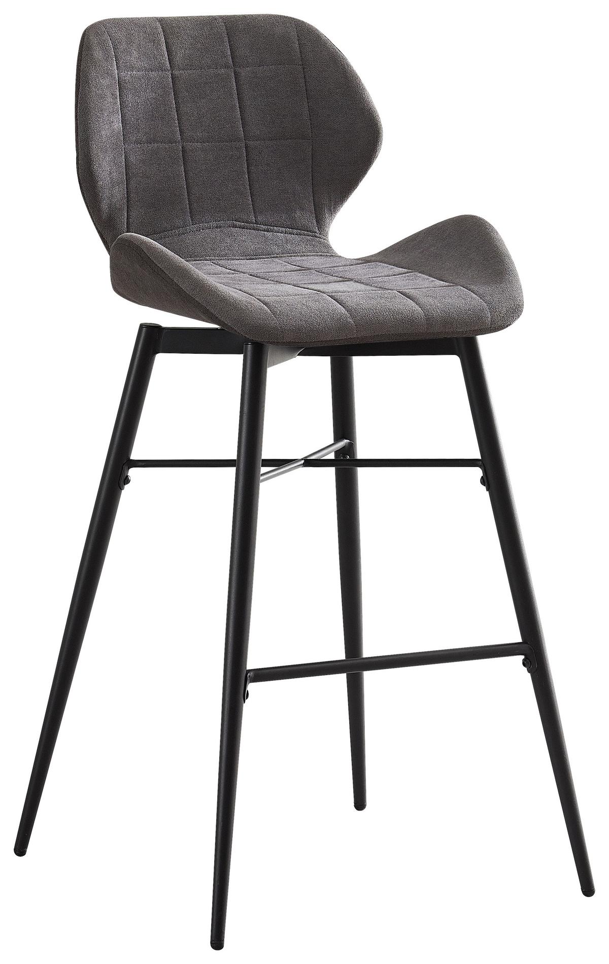Barhocker mit Lehne Neapel Grau/ Schwarz - Dunkelgrau/Schwarz, MODERN, Textil/Metall (50/99,5/58cm)
