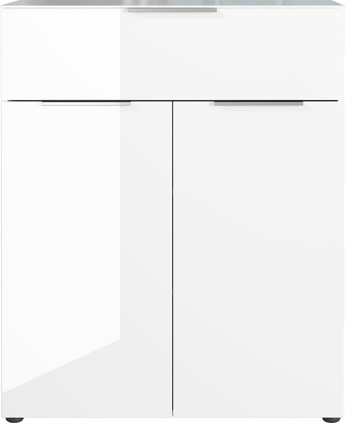 KOMODA OAKLAND - bílá/černá, Moderní, kov/kompozitní dřevo (83/102/42cm) - Premium Living