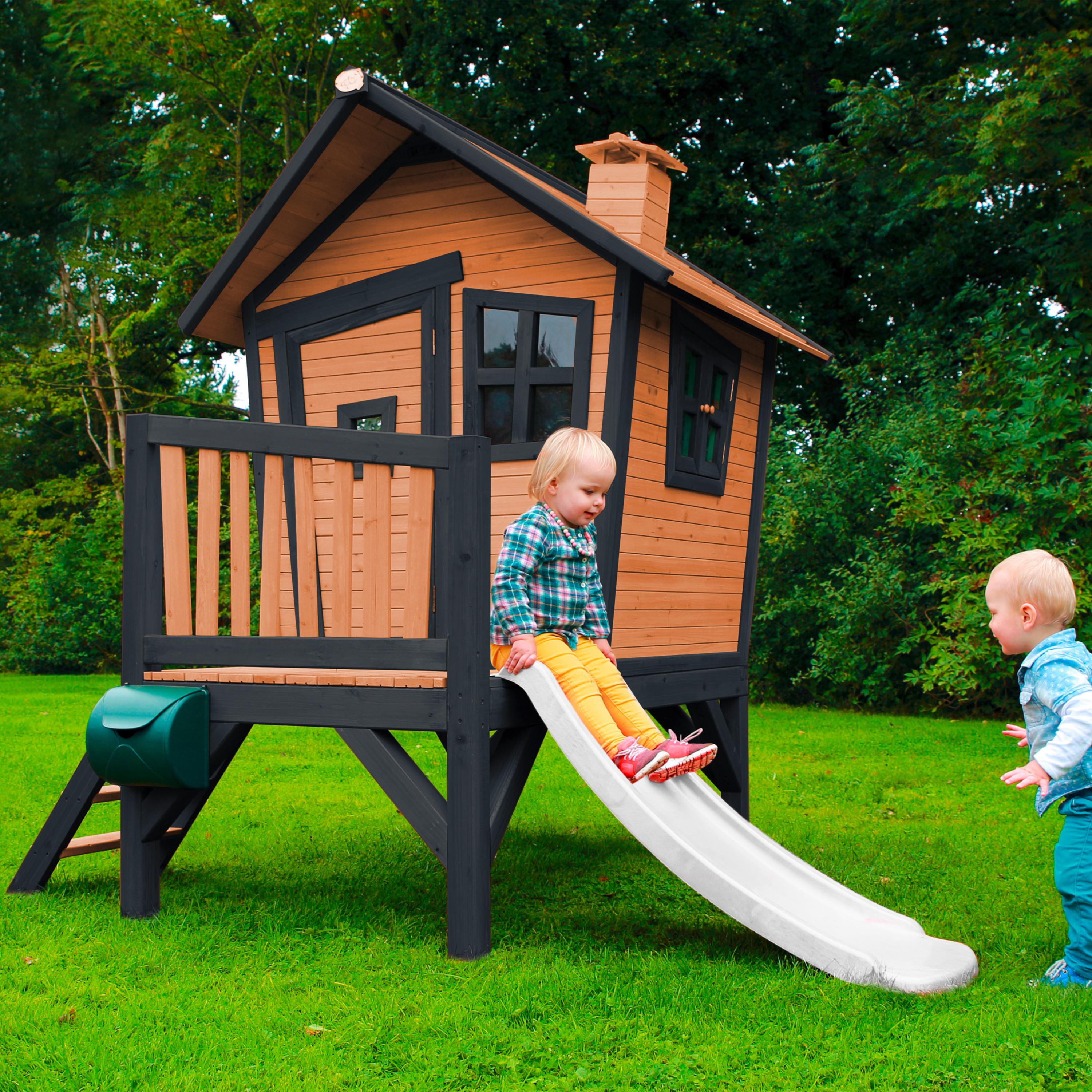 Spielhaus Natur, Weiß L: 177 B: 264 H: 203 - Anthrazit/Braun, LIFESTYLE, Holz/Kunststoff (177/264/203cm)