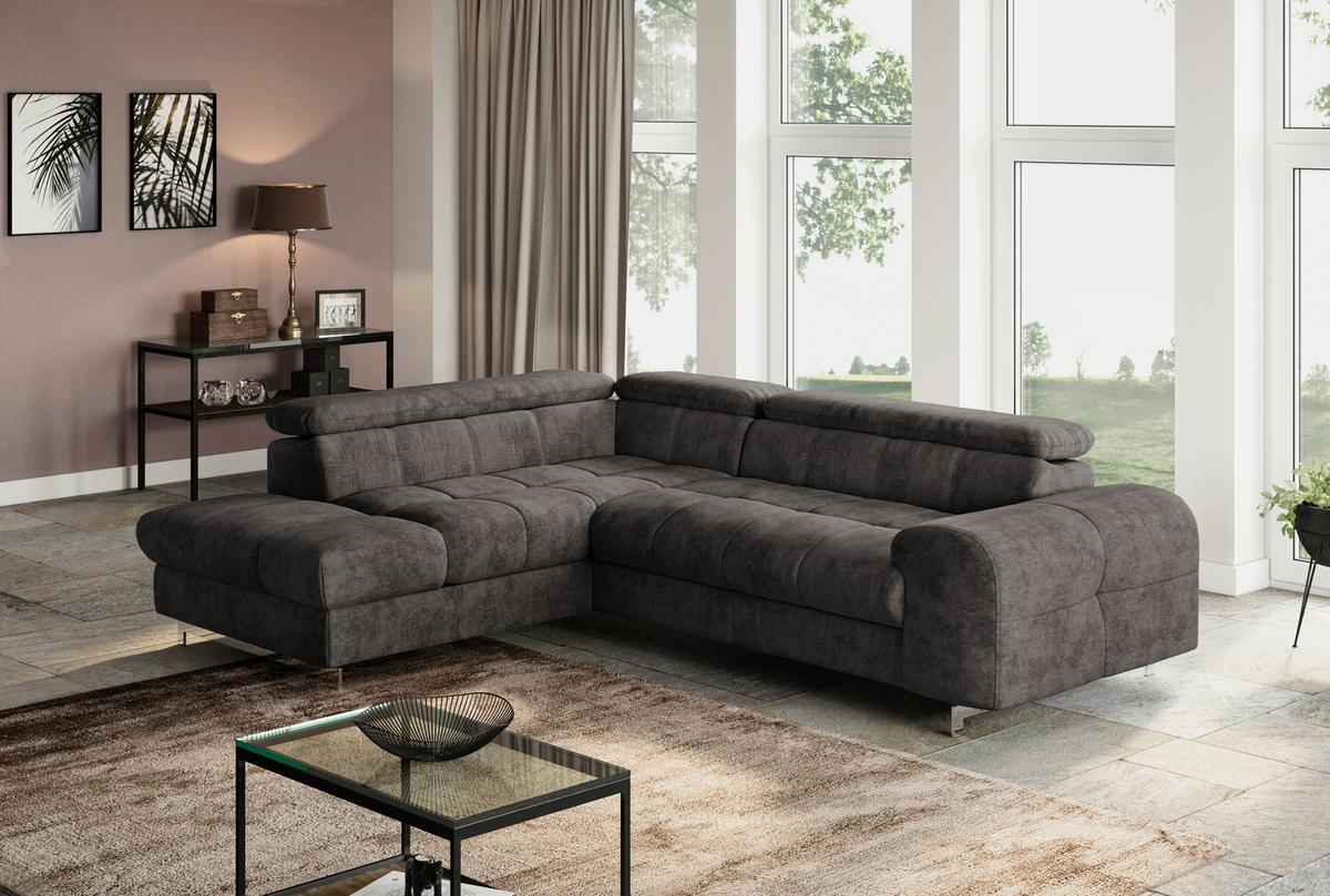 Ecksofa Mit Schlaffunktion Cloud + Dunkelbraun - Chromfarben/Dunkelbraun, KONVENTIONELL, Textil (206/257cm) - Livetastic
